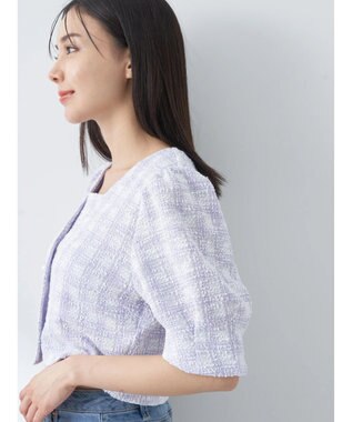 earth music&ecology ＳＥＴ２点　カットソーツィードアンサンブル Light Purple