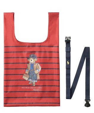 MOONBAT POLO RALPH LAURENRL ベルト付きレインバッグ ポロベア ボーダー ストライプ／撥水加工 レッド