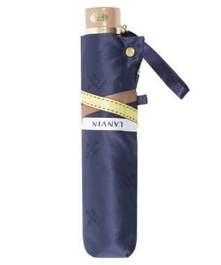 MOONBAT ランバン オン ブルー (LANVIN en Blue) 折りたたみ傘 サテンプリント ロゴアーチ ネイビーブルー
