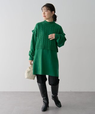 Green Parks ケーブルドッキングニットチュニック Green