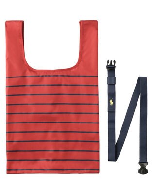 MOONBAT POLO RALPH LAURENRL ベルト付きレインバッグ ポロベア ボーダー ストライプ／撥水加工 レッド