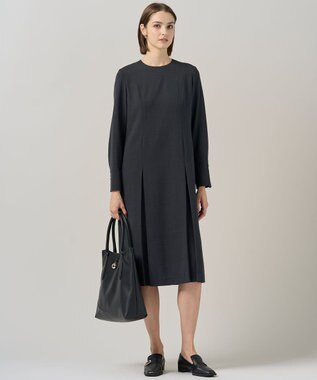ICB 【UVカット・洗える】ウール2WAYストレッチ 長袖ワンピース チャコール