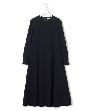 23区 【セットアップ対応/洗える】トリアセダブルジョーゼット 襟付き ワンピース ネイビー系