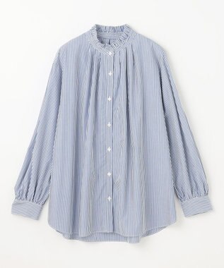 ANY スタンドネックブラウス ブルーロンスト