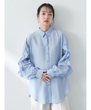 earth music&ecology フリルスリーブシャツ Sax