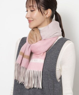MOONBAT FURLA(フルラ）カシミヤ100％ カラーブロック オンブレー ストール ピンク