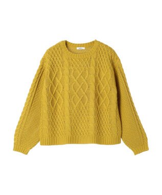 earth music&ecology ウォッシャブルケーブルプルオーバー Mustard