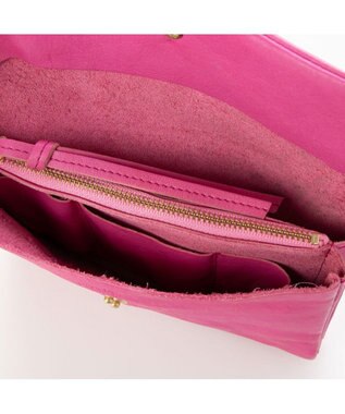 UNBILLION perche 牛革袋縫いかぶせ財布 ピンク