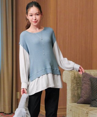 Tiaclasse ベストドッキングトップス ブルー×グレー