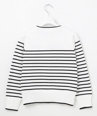 Feroux ロゴ刺繍ニット カーディガン ホワイト系ボーダー