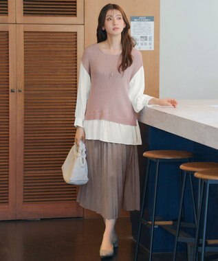 Tiaclasse ベストドッキングトップス ピンク×オフホワイト