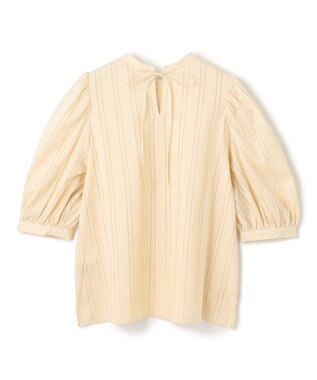 UNFILO ストライプレース 2WAY パフスリーブブラウス ライトイエロー