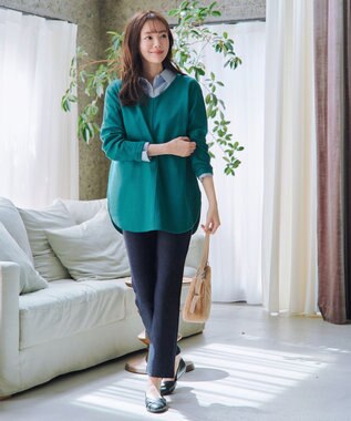 Tiaclasse 【安田美沙子さん着用・新色追加・洗える】ラウンドヘムニットチュニック グリーン