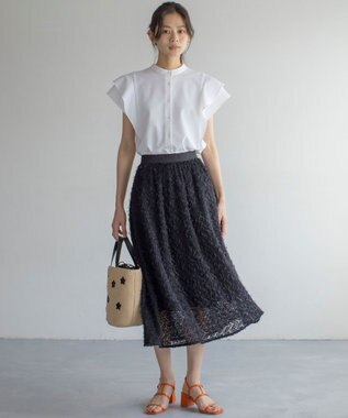 組曲 L フェザーチュール スカート ブラック系