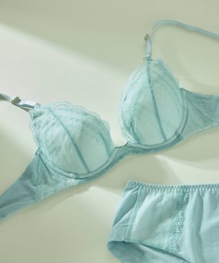 une nana cool リニューアル【綿混】ビタードットコットン 3/4カップブラ ライトブルー