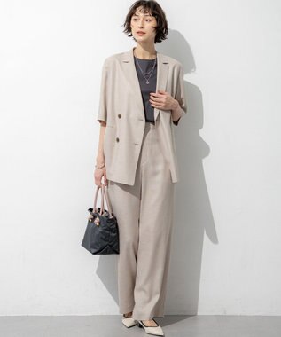 23区 【先行予約】リネンライクグロッシー ハーフスリーブ ダブル ジャケット ベージュ系