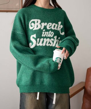 WEGO ロゴジャガードフラッフィーニット グリーン