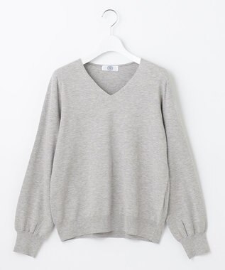 J.PRESS LADIES 【洗える】PRINCE Vネック ニット ライトグレー系