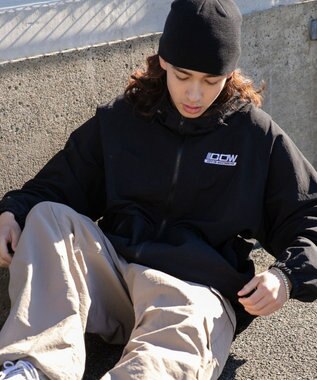 WEGO ナイロンフードシェルブルゾン ブラック