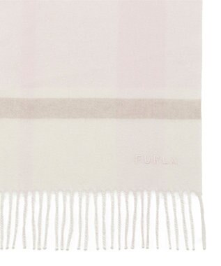 MOONBAT 【洗える】FURLA カシミヤ混ラメ入りチェックストールマフラー／幅30cm ペールピンク