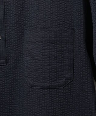 JOSEPH ABBOUD クールビズ【オリジナルオーガニックコットン使用・日本素材】JOEコットンサッカー ポロシャツ ネイビー系