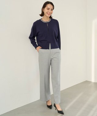 UNFILO ネックビジュー カーディガン ネイビー