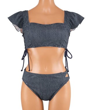 San-ai Resort（三愛水着楽園） ショルダーフリルノンワイヤービキニ 9M 　【San-ai Resort（サンアイリゾート）】 ネイビー