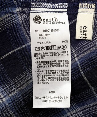 earth music&ecology チェックラッフルブラウス Navy
