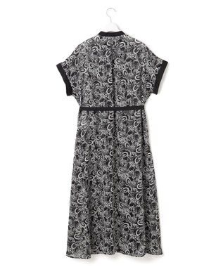 23区 L 【一部店舗限定/速乾性/洗える】モノトーンプリント ワンピース ペイズリーモチーフ