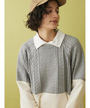 CRAFT STANDARD BOUTIQUE ニットドッキング裏毛プルオーバー Light Gray Mixture