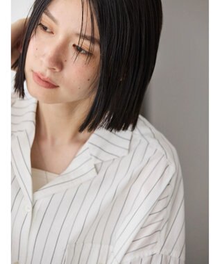 AMERICAN HOLIC 接触冷感＋ＵＶカットＷポケットＢＩＧシャツチュニック Stripe Ivory