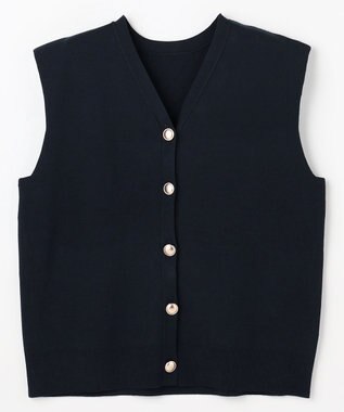 ANY メタルボタンニットベスト ネイビー