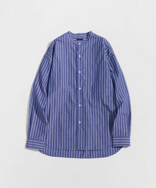 LENO BAND COLLAR SHIRTS 《UNISEX》 バンドカラーシャツ BLUE STRIPE