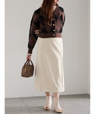 Te chichi アーガイルジャガードVネックカーディガン ブラウン