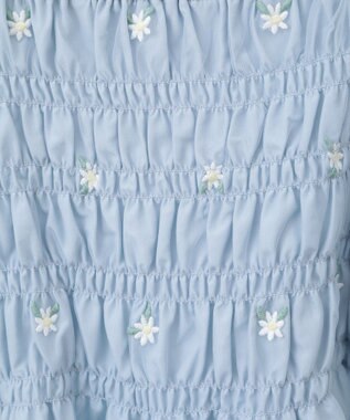 earth music&ecology フラワー刺繍シャーリングプルオーバー Sax