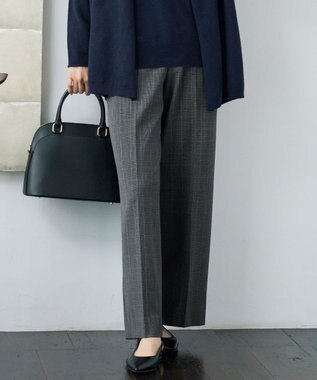 【撥水加工・洗える】TRギャバ裏起毛チェック柄ワイド パンツ