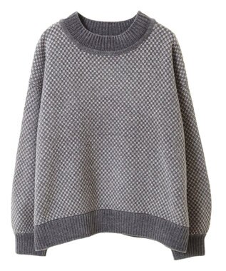 Green Parks ベロアモールモックネックニットプルオーバー Gray