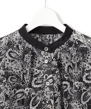 23区 L 【一部店舗限定/速乾性/洗える】モノトーンプリント ワンピース ペイズリーモチーフ