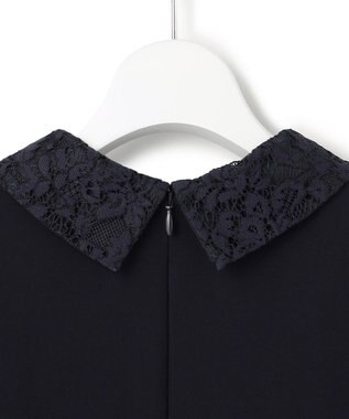 23区 【セットアップ対応/洗える】トリアセダブルジョーゼット 襟付き ワンピース ネイビー系