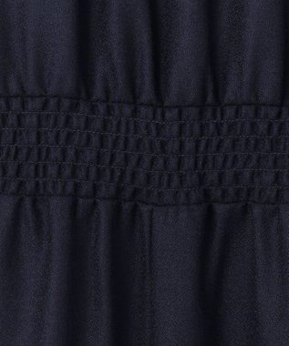 組曲 L 【WEB限定・KUMIKYOKU NAVY】ウールジョーゼット バンドカラーワンピース ネイビー系