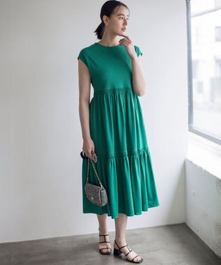 組曲 サマージャージーティアード ワンピース グリーン系