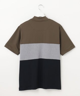 23区GOLF 【23Fondation】カラーブロック モックネックシャツ 一枚で主役級 ストレッチ性◎ カーキ系