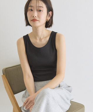 AMERICAN HOLIC テレコタンクトップ Black