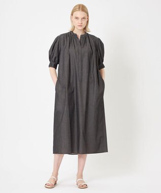 BEIGE， POMEGRANATE / ギャザーワンピース Chambray Black