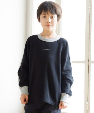 J.PRESS KIDS 【100-130cm】裏毛ラグラン ロゴトレーナー ブラック系