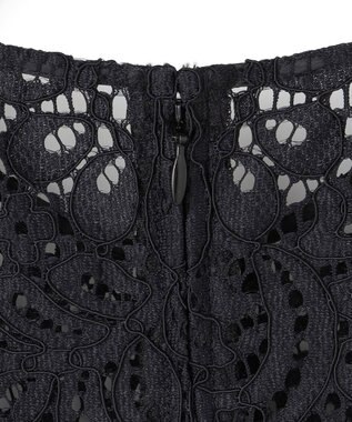 ICB L 【洗える】 ナイロンコードレース ブラウス ブラック系