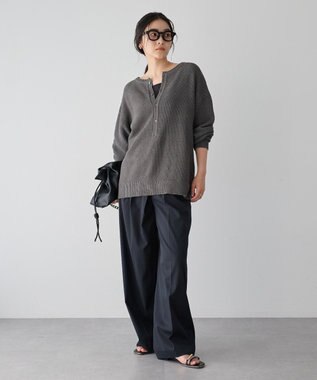 YECCA VECCA 2wayヘンリーネックルーズニット Charcoal Gray