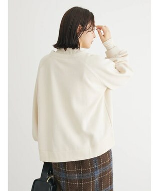 Green Parks 裏起毛ニットリブドッキングプルオーバー Light Beige