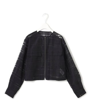 ICB 【洗える】シアードビーチェックブルゾン ブラック系チェック