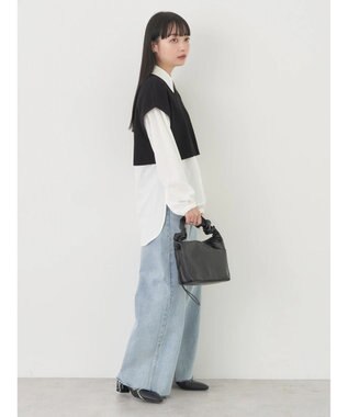 earth music&ecology ＳＥＴ２点ニットベスト＋シャツ Black